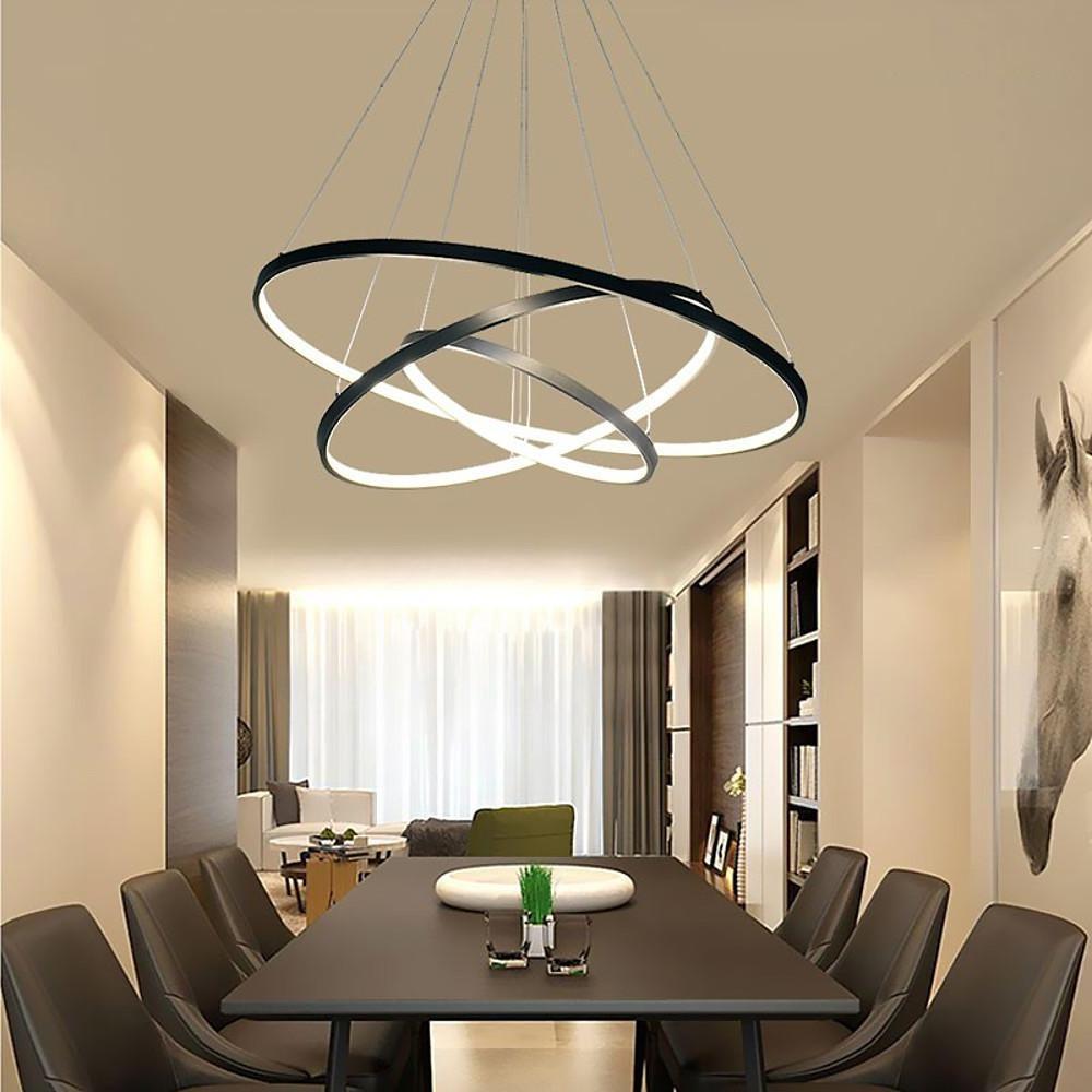 Modern 3 Ring Interweaved Circle LED Pendant Chandelier Adjustable Acrylic Hanging Light Fixture