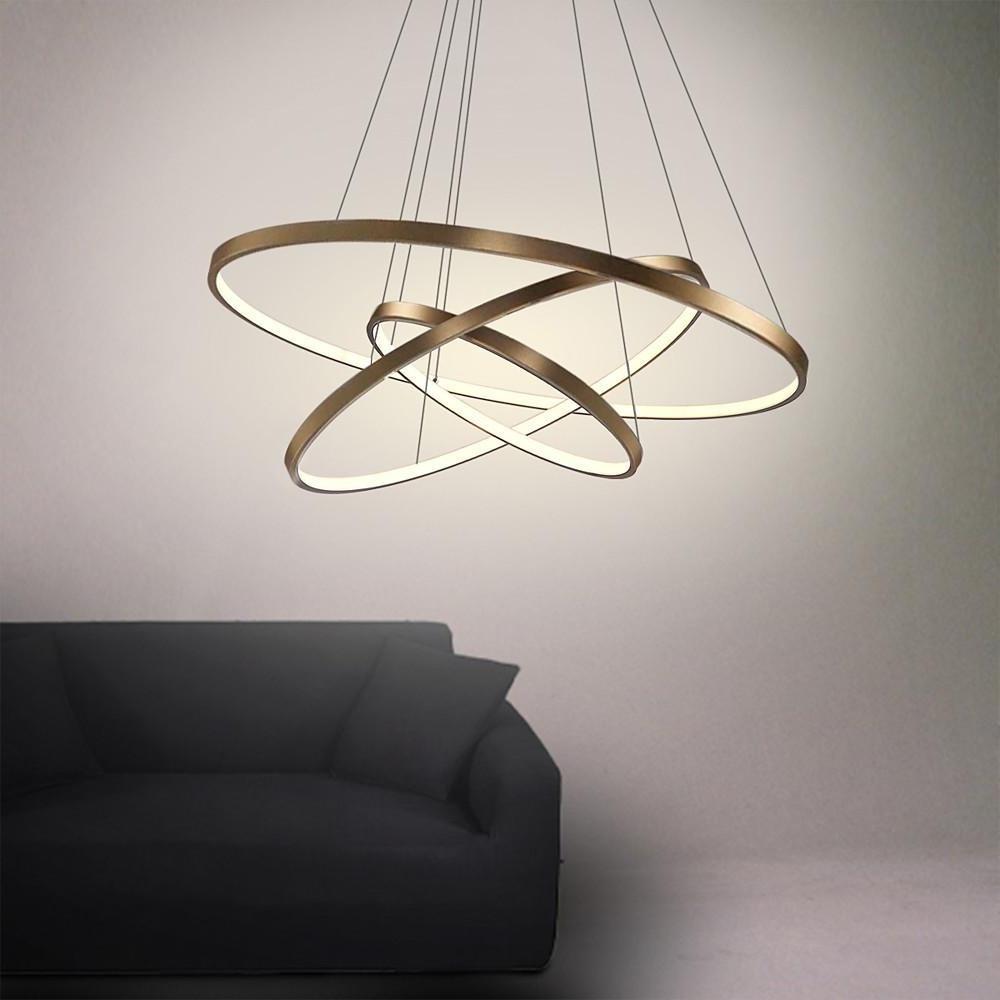 Modern 3 Ring Interweaved Circle LED Pendant Chandelier Adjustable Acrylic Hanging Light Fixture
