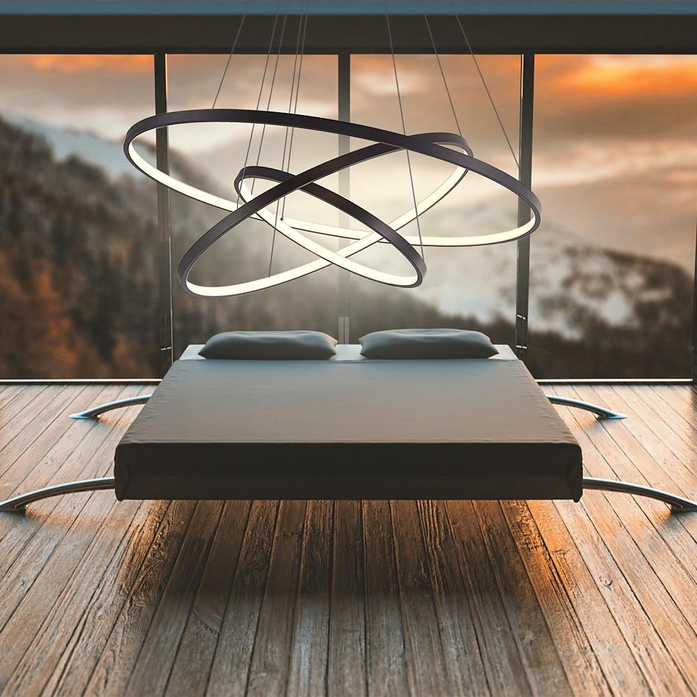 Modern 3 Ring Interweaved Circle LED Pendant Chandelier Adjustable Acrylic Hanging Light Fixture