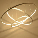 Modern 3 Ring Interweaved Circle LED Pendant Chandelier Adjustable Acrylic Hanging Light Fixture