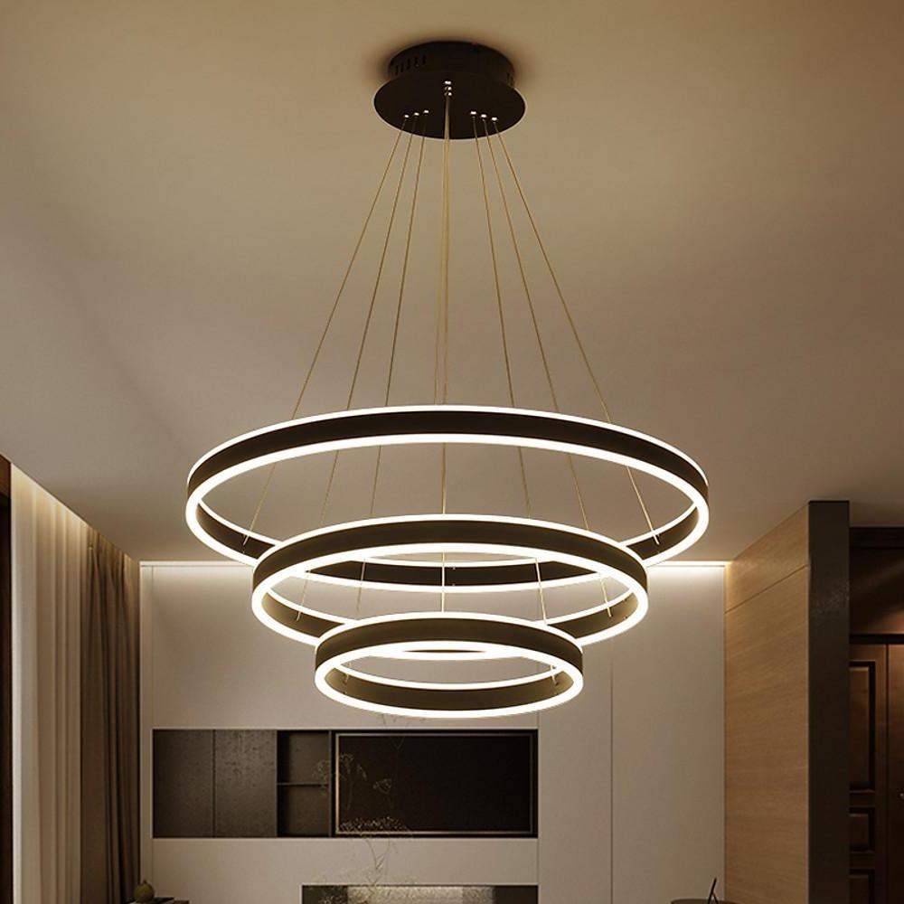 Modern 3 Ring Interweaved LED Chandelier Adjustable Circle Pendant Light for Living Dining Room