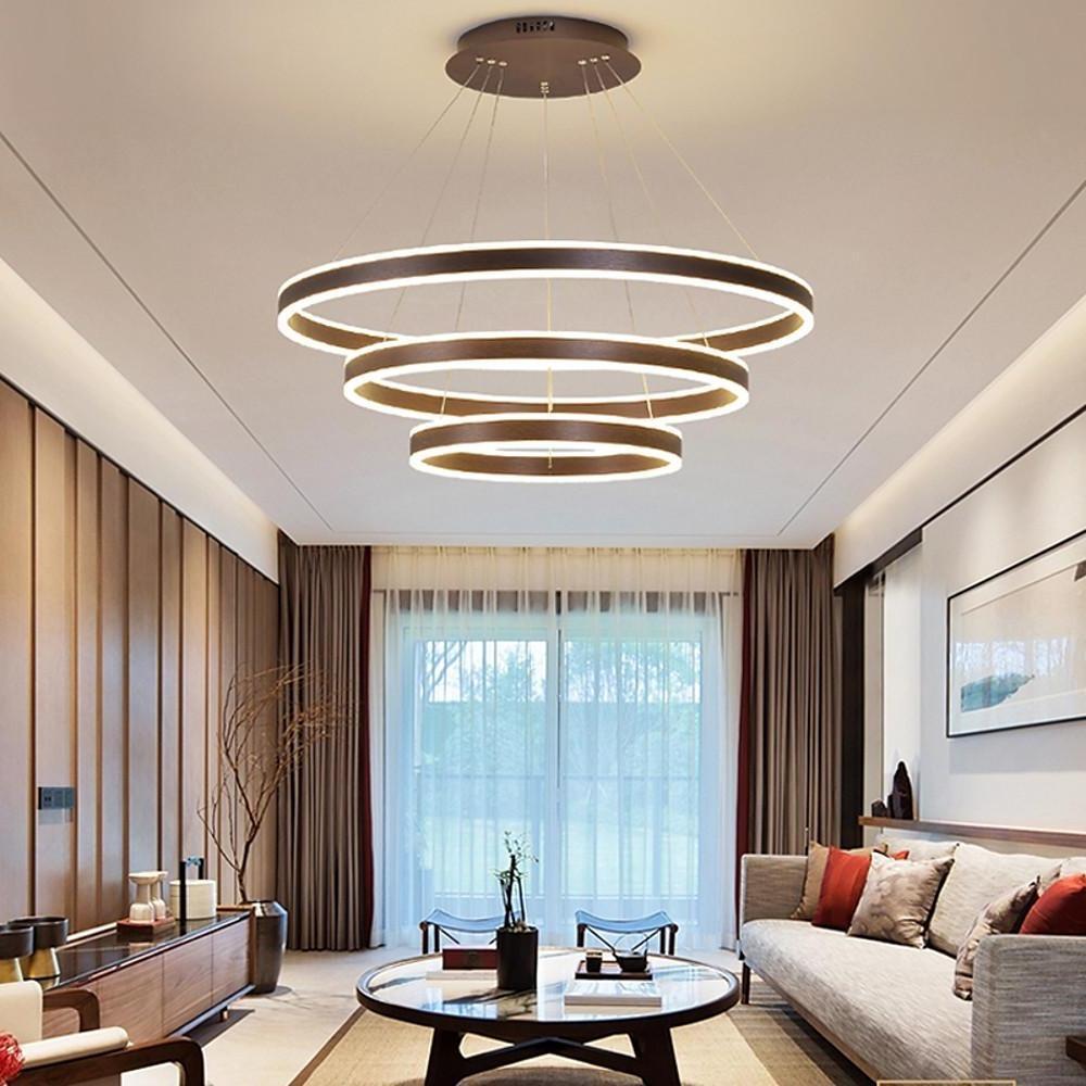 Modern 3 Ring Interweaved LED Chandelier Adjustable Circle Pendant Light for Living Dining Room