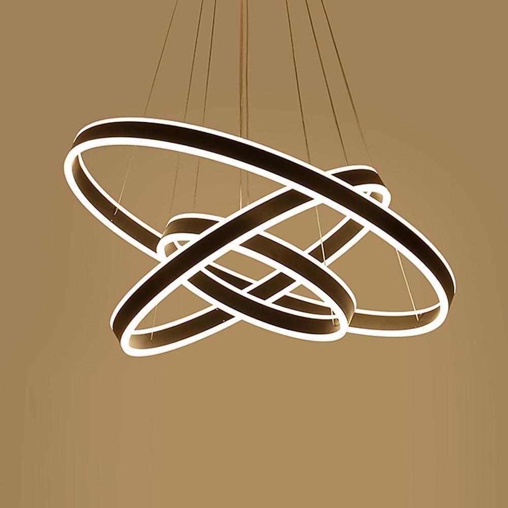 Modern 3 Ring Interweaved LED Chandelier Adjustable Circle Pendant Light for Living Dining Room