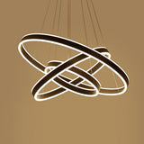 Modern 3 Ring Interweaved LED Chandelier Adjustable Circle Pendant Light for Living Dining Room