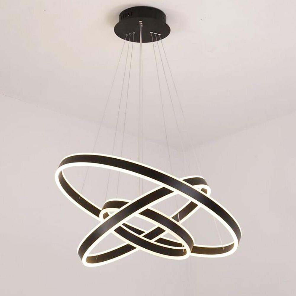 Modern 3 Ring Interweaved LED Chandelier Adjustable Circle Pendant Light for Living Dining Room