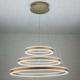 Modern 3 Ring LED Chandelier Adjustable Gold Circle Pendant Light for Foyer and Dining Room