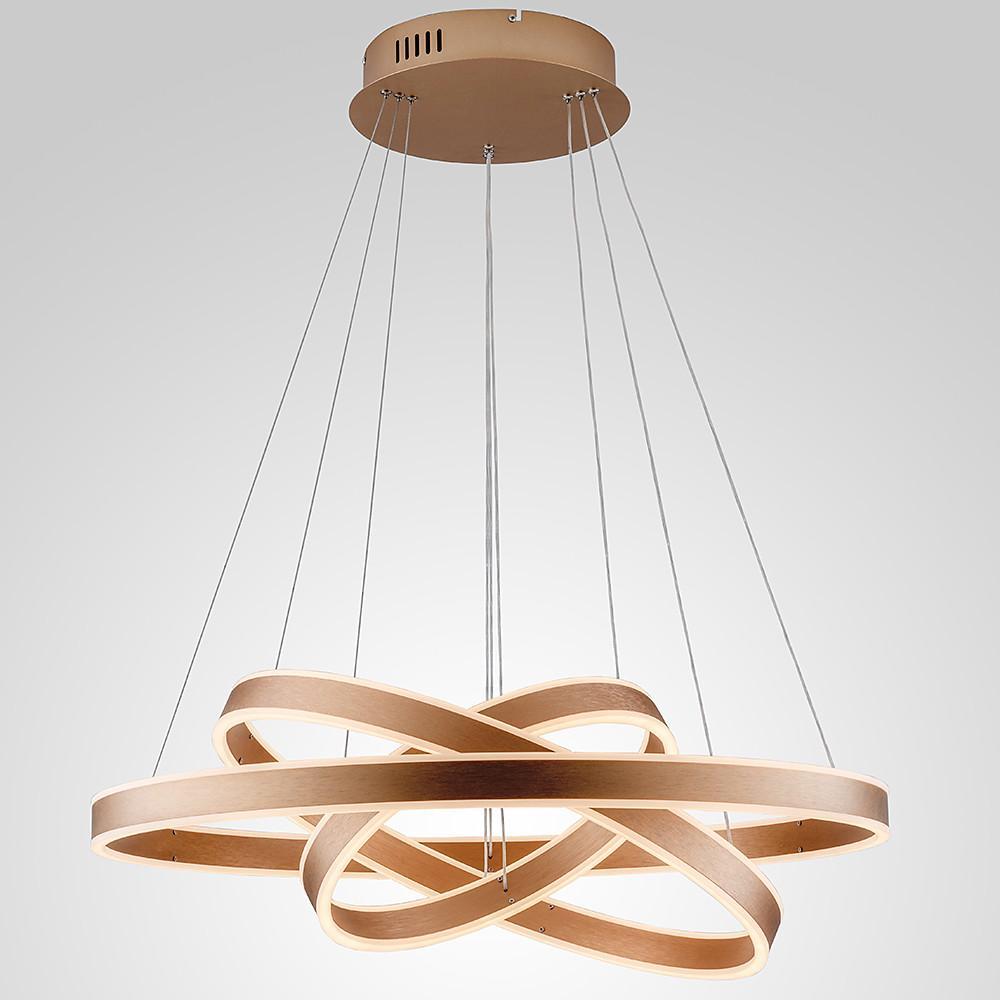 Modern 3 Ring LED Chandelier Adjustable Gold Circle Pendant Light for Foyer and Dining Room