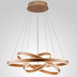 Modern 3 Ring LED Chandelier Adjustable Gold Circle Pendant Light for Foyer and Dining Room