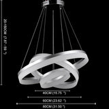Modern 3 Ring LED Chandelier Dimmable Adjustable Gradated Pendant Ceiling Light Fixture