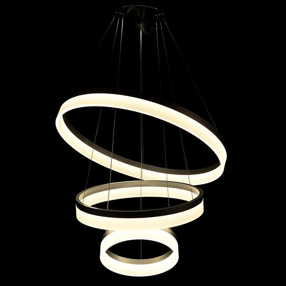 Modern 3 Ring LED Chandelier Dimmable Adjustable Gradated Pendant Ceiling Light Fixture