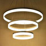 Modern 3 Ring LED Chandelier Dimmable Adjustable Gradated Pendant Ceiling Light Fixture