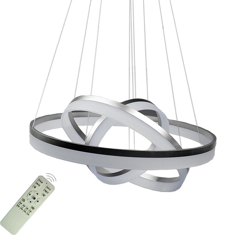 Modern 3 Ring LED Chandelier Dimmable Adjustable Gradated Pendant Ceiling Light Fixture