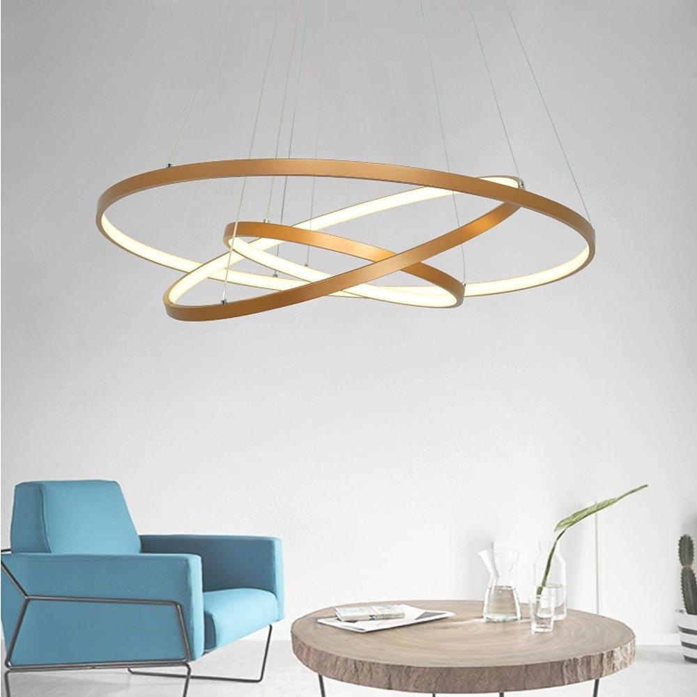 Modern 3 Ring LED Chandelier Dimmable Adjustable Pendant Ceiling Light Fixture