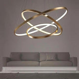 Modern 3 Ring LED Chandelier Dimmable Adjustable Pendant Ceiling Light Fixture