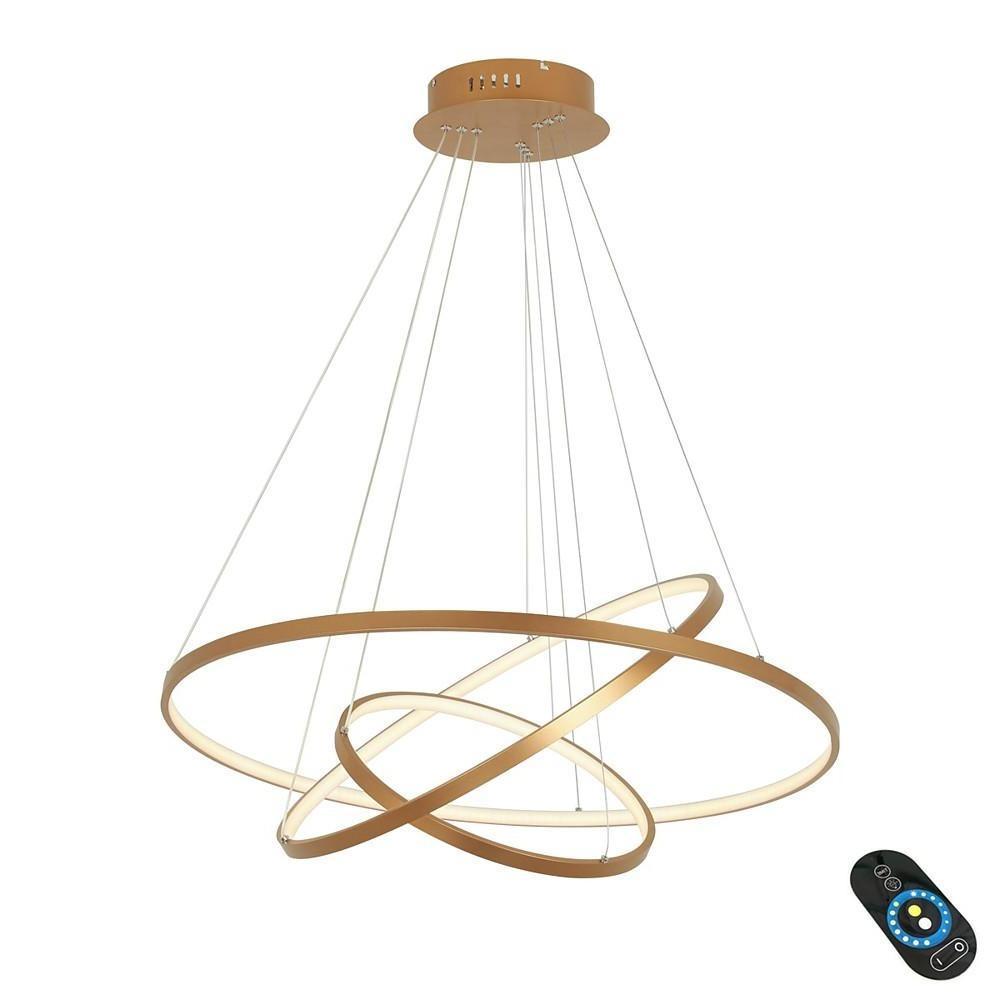 Modern 3 Ring LED Chandelier Dimmable Adjustable Pendant Ceiling Light Fixture