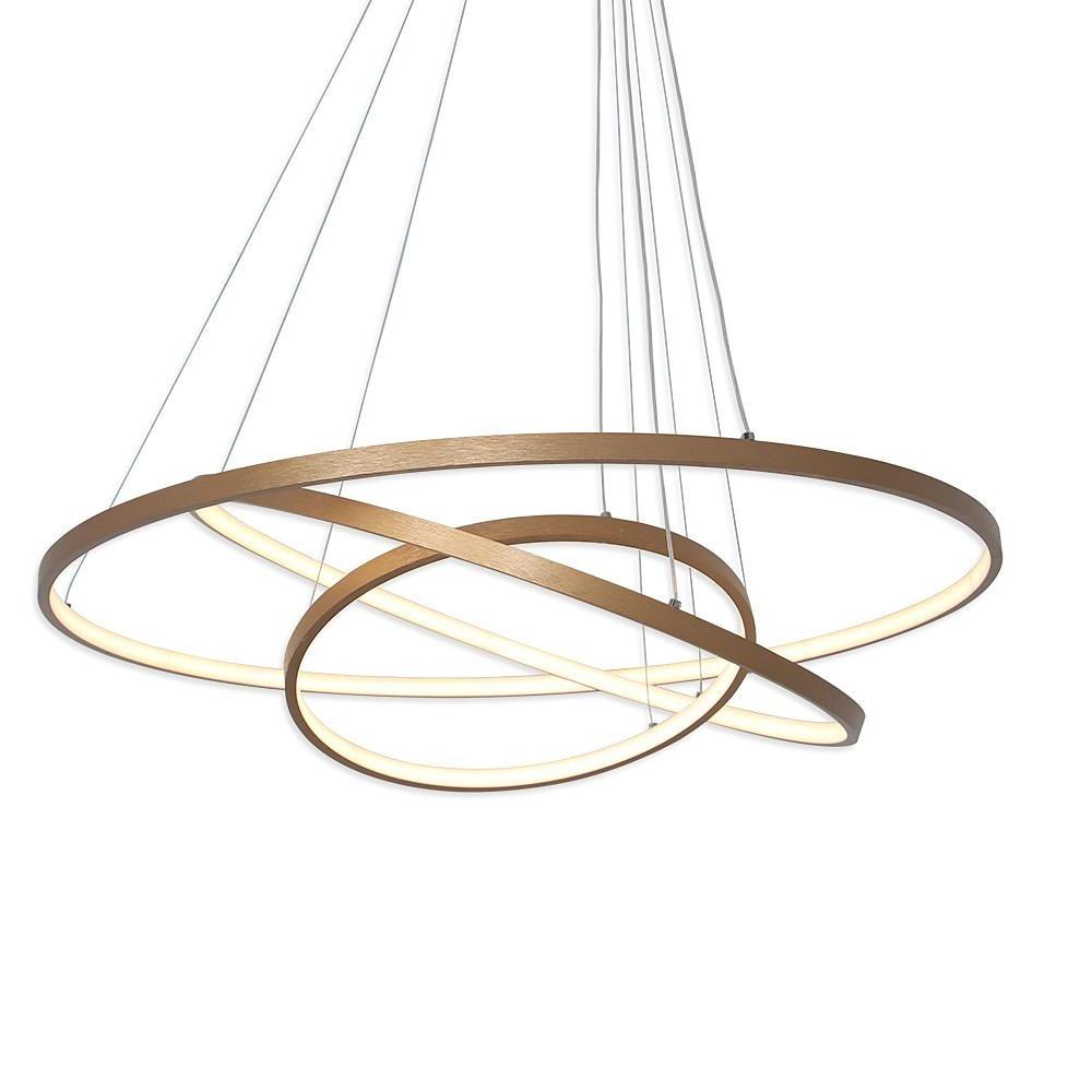 Modern 3 Ring LED Chandelier Dimmable Adjustable Pendant Ceiling Light Fixture