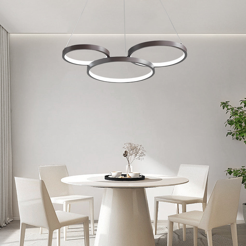 Modern 3 Ring LED Chandelier Dimmable Ceiling Pendant Light with Remote Control for Dining Room
