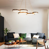 Modern 3 Ring LED Chandelier Dimmable Ceiling Pendant Light with Remote Control for Dining Room