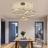 Modern 3 Ring LED Chandelier Dimmable Remote Control Pendant Light for Dining Room
