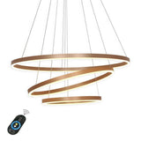 Modern 3 Ring LED Chandelier Gold Metal Pendant Light for Dining Room Dimmable Foyer Fixture