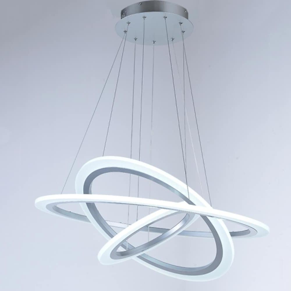 Modern 3 Ring LED Chandelier Mid Century Contemporary Acrylic Pendant Light Fixture