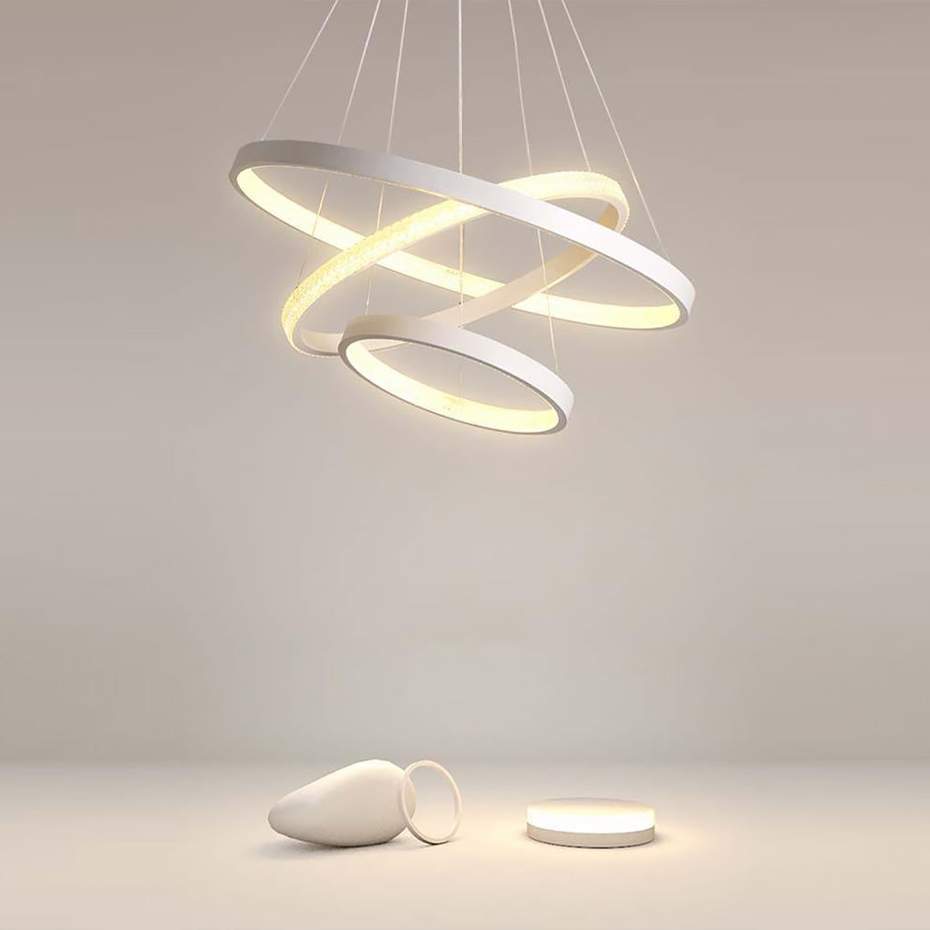 Modern 3 Ring LED Chandelier Round Circular Hanging Ceiling Light for Dining Room
