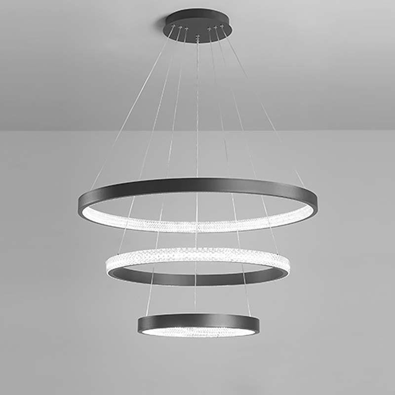 Modern 3 Ring LED Chandelier Round Circular Hanging Ceiling Light for Dining Room