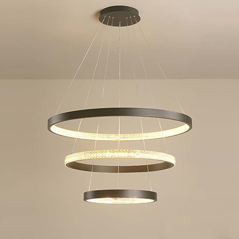 Modern 3 Ring LED Chandelier Round Circular Hanging Ceiling Light for Dining Room