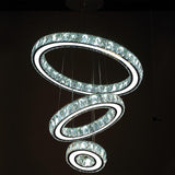 Modern 3 Ring LED Crystal Chandelier Silver Electroplated Pendant Light