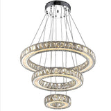 Modern 3 Ring LED Crystal Chandelier Silver Electroplated Pendant Light
