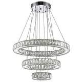 Modern 3 Ring LED Crystal Chandelier Silver Electroplated Pendant Light