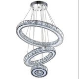Modern 3 Ring LED Crystal Chandelier Silver Electroplated Pendant Light