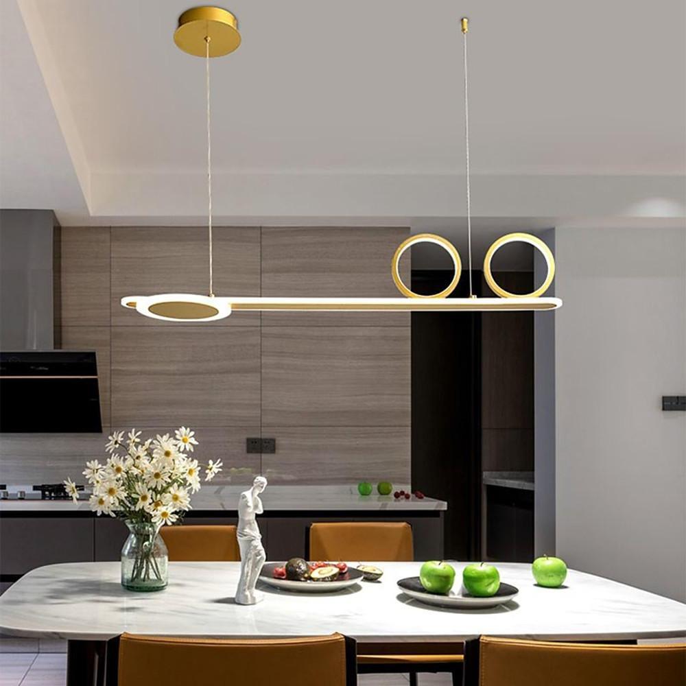 Modern 3 Ring Linear LED Pendant Light Dimmable Chandelier Adjustable Hanging Lamp for Dining Room