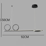 Modern 3 Ring Linear LED Pendant Light Dimmable Chandelier Adjustable Hanging Lamp for Dining Room
