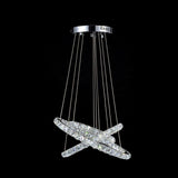 Modern 3 Ring Luxury Crystal LED Chandelier Adjustable Geometric Chrome Pendant Light