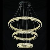 Modern 3 Tier Crystal Circle LED Chandelier Adjustable Metal Pendant Ceiling Lighting