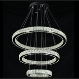 Modern 3 Tier Crystal Circle LED Chandelier Adjustable Metal Pendant Ceiling Lighting