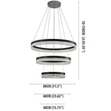 Modern 3 Tier Crystal Ring LED Chandelier Black Round Adjustable Pendant Light