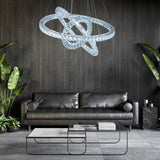 Modern 3 Tier Gold Crystal LED Ring Chandelier Concentric Circles Pendant Light Fixture