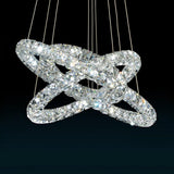 Modern 3 Tier Gold Crystal LED Ring Chandelier Concentric Circles Pendant Light Fixture