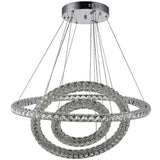 Modern 3 Tier Gold Crystal LED Ring Chandelier Concentric Circles Pendant Light Fixture