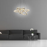 Modern 3 Tier Interwoven Geometrical Circle Crystal Chandelier LED Ceiling Light for Living Room