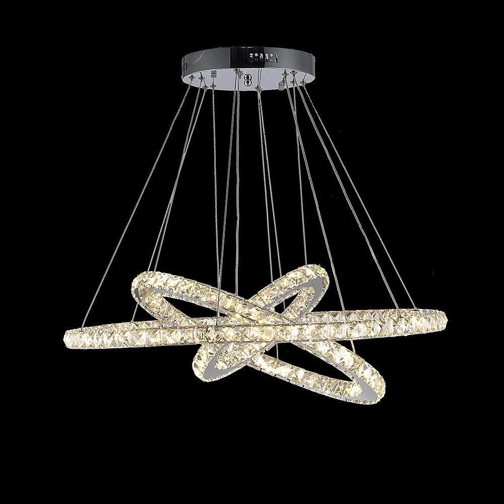 Modern 3 Tier Interwoven Geometrical Circle Crystal Chandelier LED Ceiling Light for Living Room