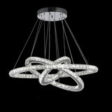 Modern 3 Tier Interwoven Geometrical Circle Crystal Chandelier LED Ceiling Light for Living Room