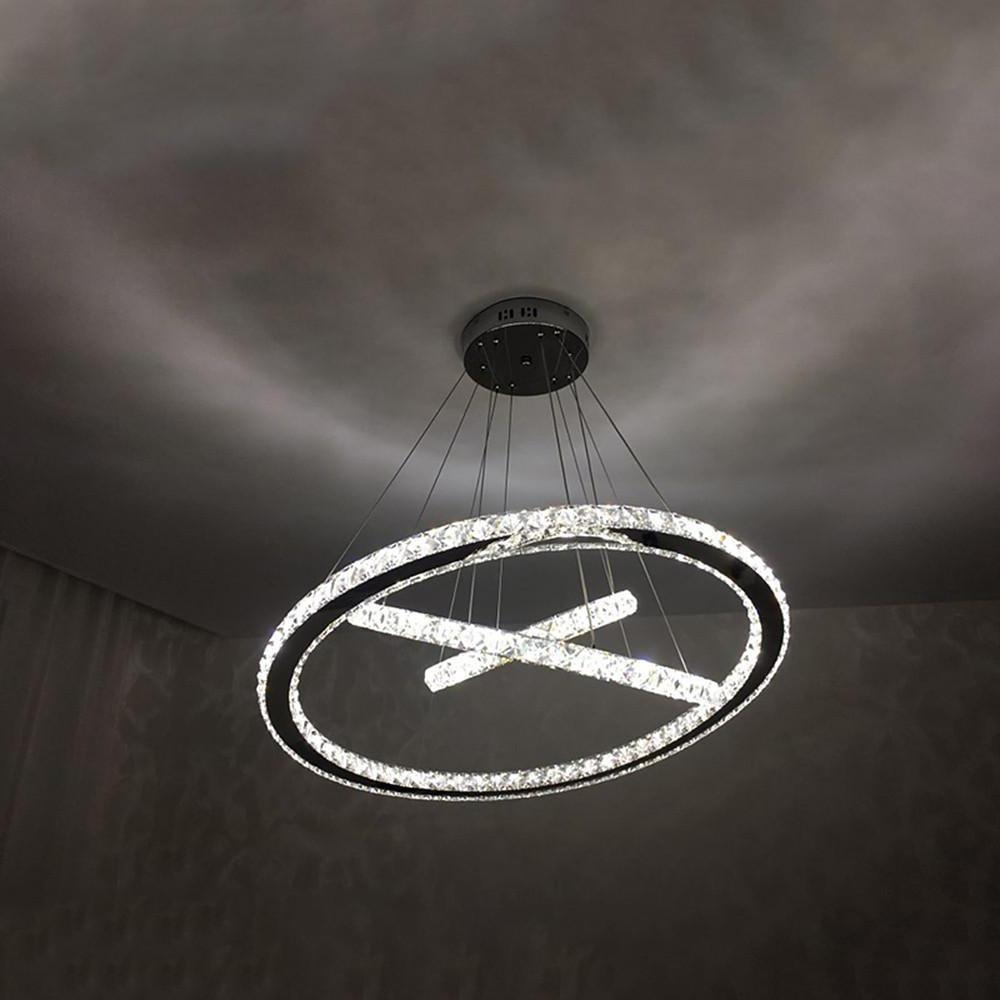 Modern 3 Tier Interwoven Geometrical Circle Crystal Chandelier LED Ceiling Light for Living Room