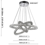 Modern 3 Tier Interwoven Geometrical Circle Crystal Chandelier LED Ceiling Light for Living Room
