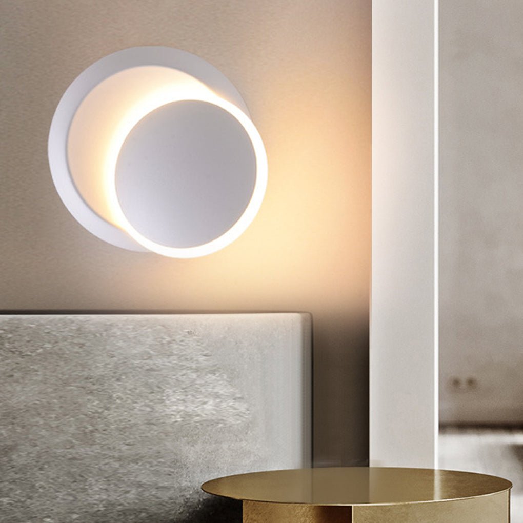 Modern 360 Degree Rotatable LED Wall Sconce Round Minimalist Aluminum Wall Lamp for Bedroom Living Room