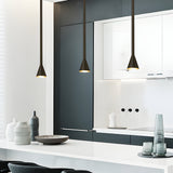 Modern 39 Inch Long Vertical Tube Pendant Light Gold Iron Cone Hanging Lamp for Bedside