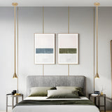 Modern 39 Inch Long Vertical Tube Pendant Light Gold Iron Cone Hanging Lamp for Bedside
