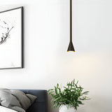 Modern 39 Inch Long Vertical Tube Pendant Light Gold Iron Cone Hanging Lamp for Bedside